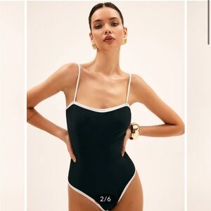 NWT Commense black & white color-block one piece swimsuit size small